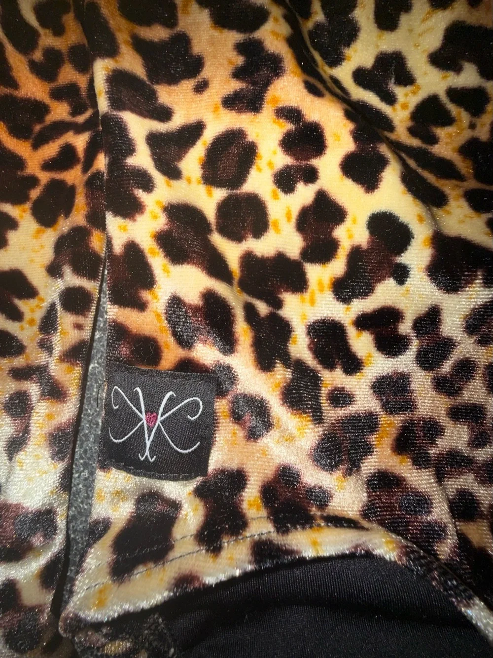 Kandi Kouture Leopard Print Velvet Bodysuit/Leotard Size Child Large (7/8)